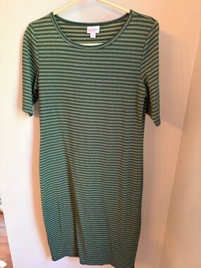 LuLaRoe Green Striped Midi Dress